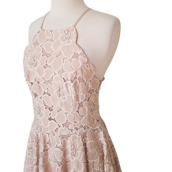 Tularosa Cyrus Lace Dress Pale Blush Fit And Flare Halter Neck Mini Size Small - Picture 8 of 13